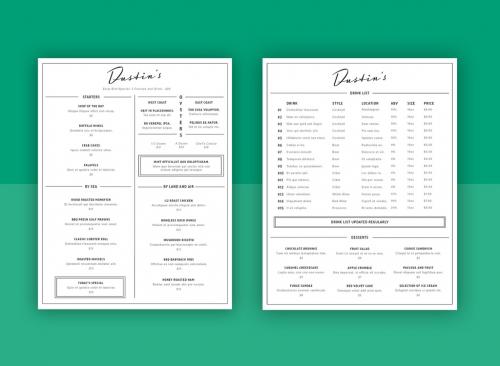 Black and White Menu Layout - 328566786