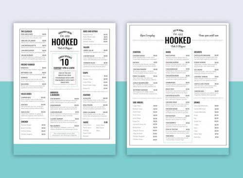 Menu Layout with Teal Accents and Footer Element - 328567206