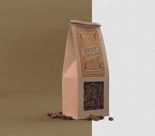 Paper Coffee Bag with Window Mockup - 328596594