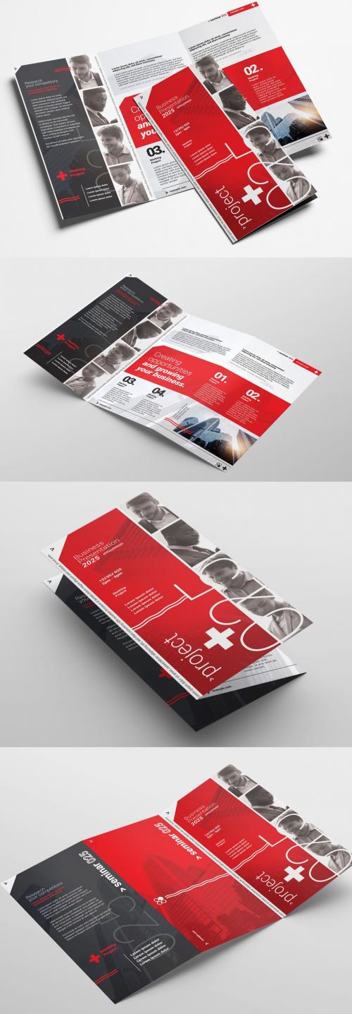 Trifold Brochure Layout with Swiss Design Style - 328598722