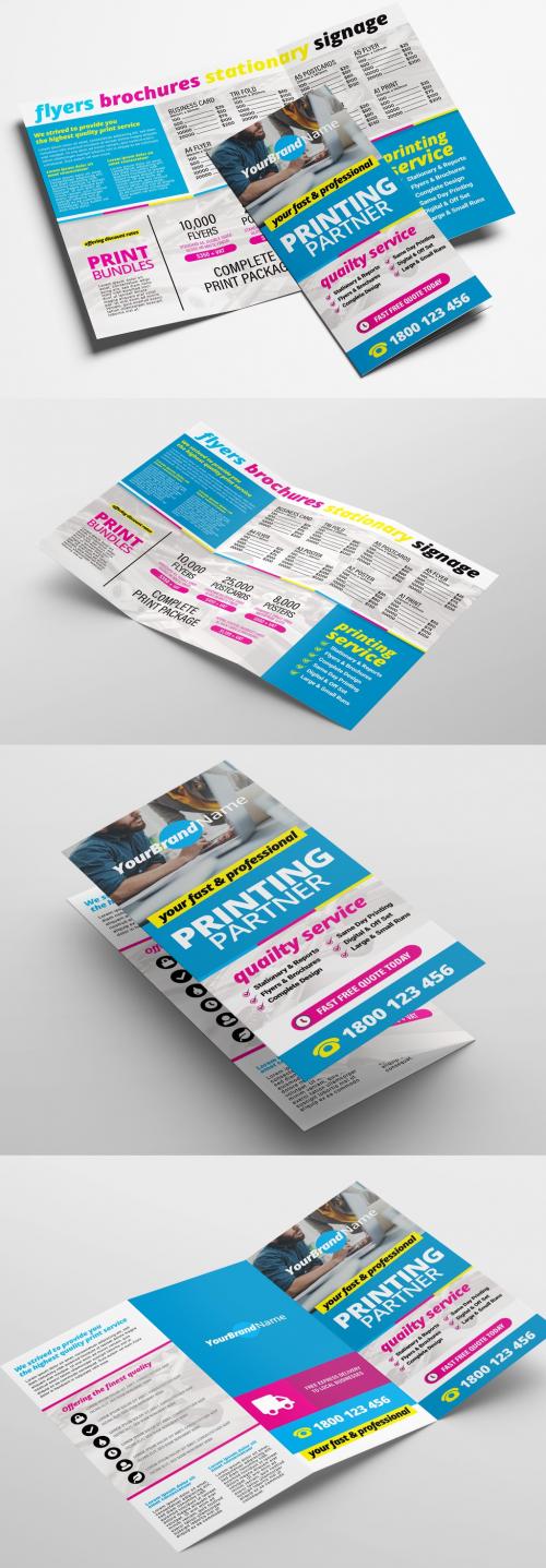 Printing Shop Trifold Brochure Layout - 328598784