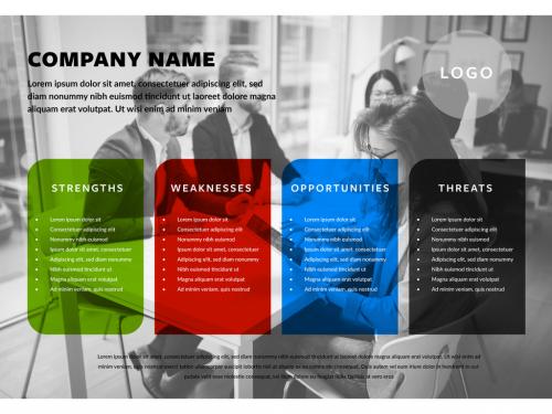 Modern SWOT Analysis Layout with Background Placeholder - 329153481