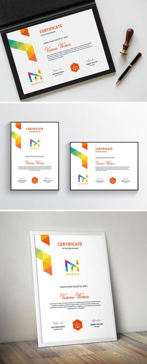 Certificate Layout with Colorful Design Elements - 329174910