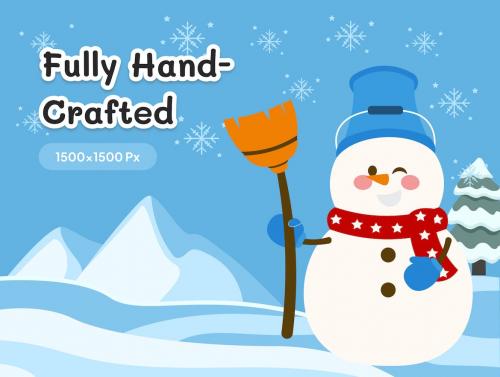 Snowman Winter Christmas Illustration Set