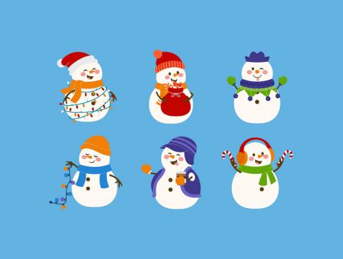 Snowman Winter Christmas Illustration Set