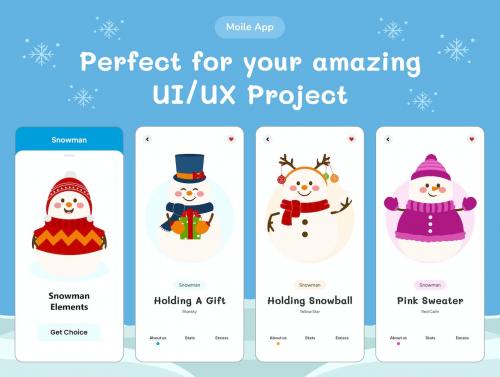 Snowman Winter Christmas Illustration Set