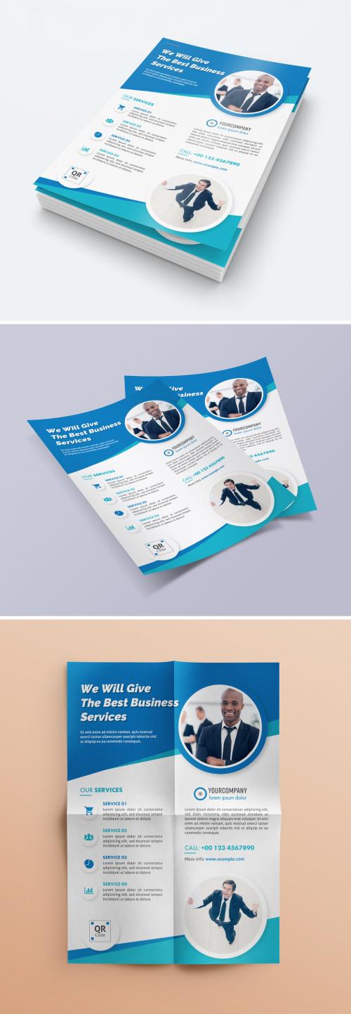 Flyer Layout with Blue Accents - 329174980