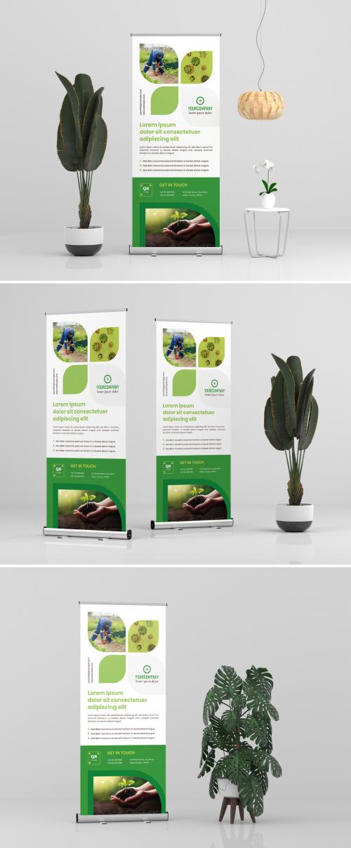 Nature Roll-Up Banner Layout with Green Accents - 329175008