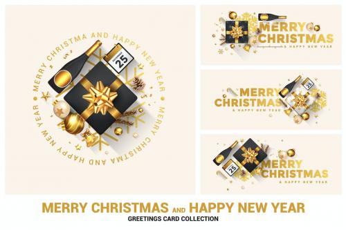 Merry Christmas and Happy New Year greeting card