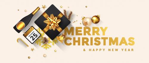 Merry Christmas and Happy New Year greeting card