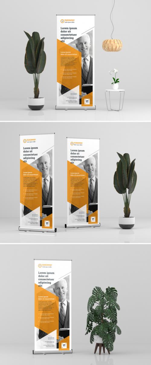 Roll-Up Banner Layout with Orange Accents - 329175053