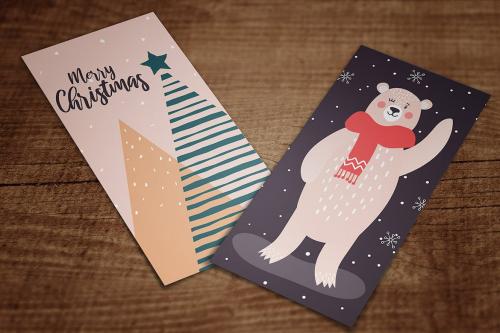 Set of flat modern hand drawn Christmas cards