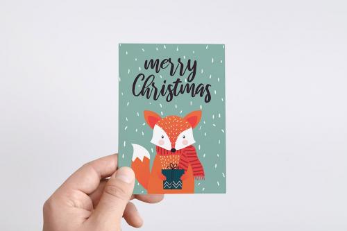 Set of flat modern hand drawn Christmas cards