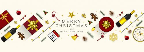 Merry Christmas and Happy New Year greeting cards