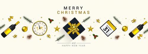 Merry Christmas and Happy New Year greeting cards