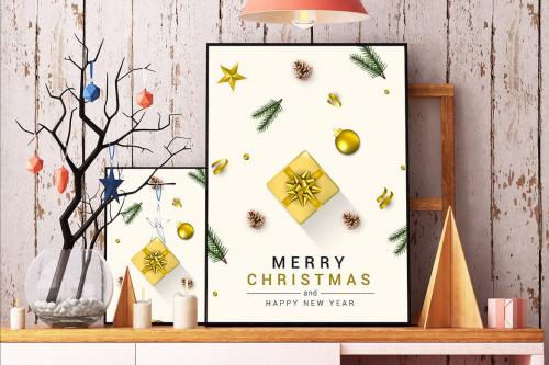 Merry Christmas and Happy New Year greeting cards