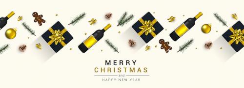 Merry Christmas and Happy New Year greeting cards