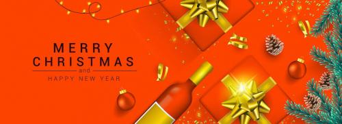 Merry Christmas and Happy New Year greeting cards