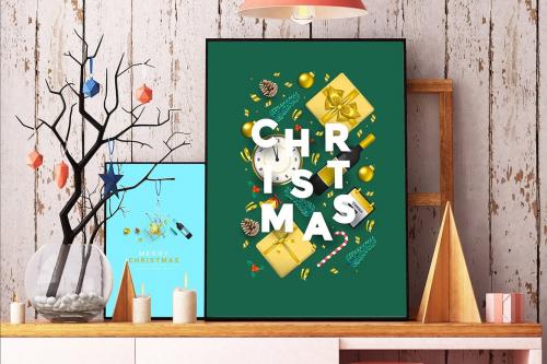 Merry Christmas and Happy New Year greeting cards