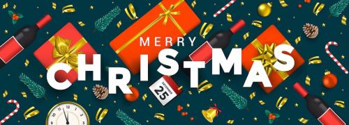 Merry Christmas and Happy New Year greeting cards