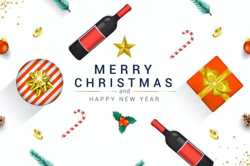 Merry Christmas and Happy New Year greeting cards