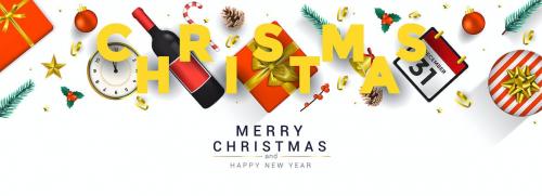 Merry Christmas and Happy New Year greeting cards