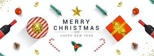 Merry Christmas and Happy New Year greeting cards