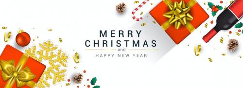 Merry Christmas and Happy New Year greeting cards