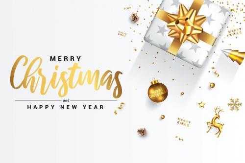 Merry Christmas and Happy New Year greeting card