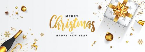 Merry Christmas and Happy New Year greeting card