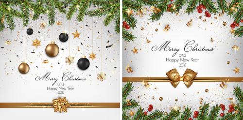 Modern Merry Christmas and Happy New Year Cards