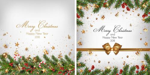 Modern Merry Christmas and Happy New Year Cards