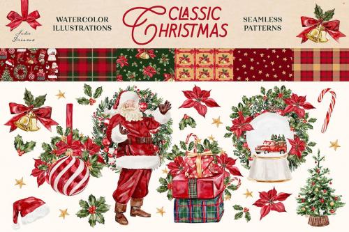 Classic Christmas Watercolor Illustrations