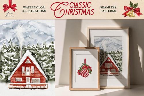 Classic Christmas Watercolor Illustrations