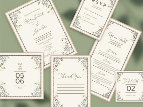 Elegant Wedding Invitation Cards Layout Set - 329176726