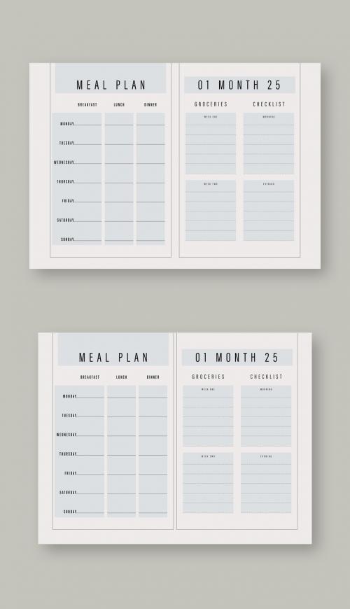 Meal Planner Layout with Pale Blue Accents - 329186133