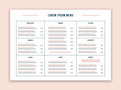 Menu Layout with Orange Accents - 329186136