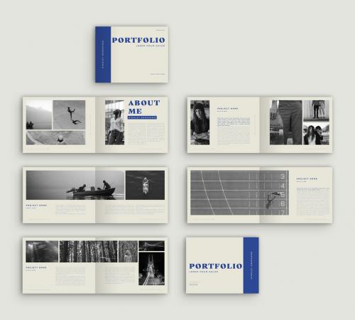 Portfolio Book Layout with Blue Accents - 329186143