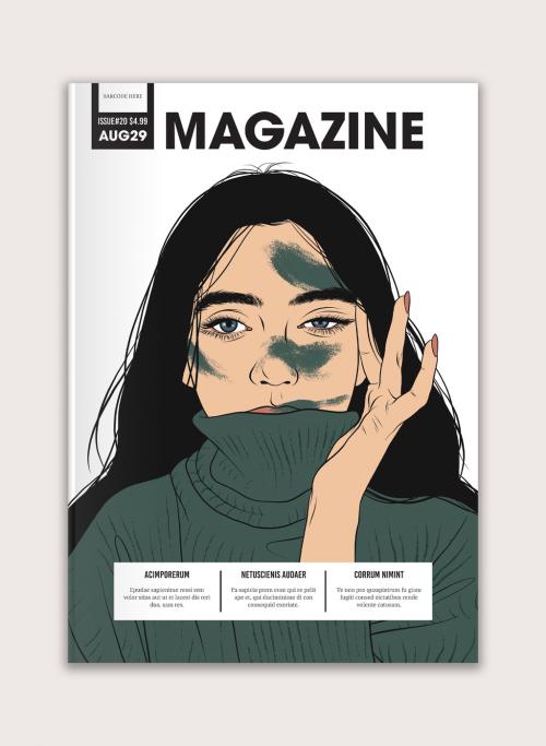 Illustrated Magazine Cover Layout - 329186215