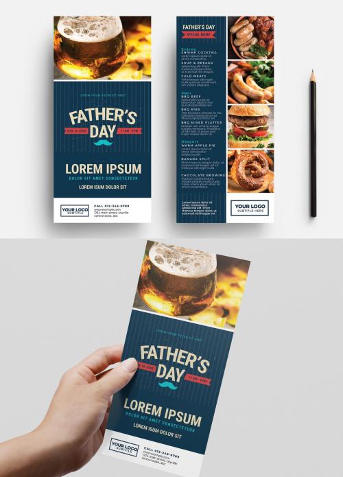 Father's Day Thin Flyer with Menu Layout - 329402588