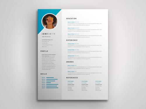 Simple Resume Layout with Blue Accents - 329431975