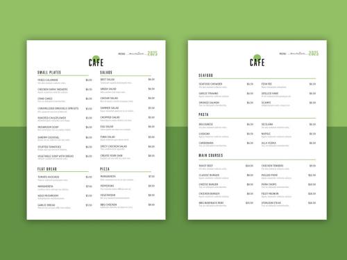 Menu Layout with Green Accents - 329432138