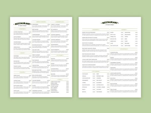 Menu Layout with Green Accents - 329432155