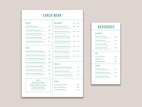 Menu Layout with Green Accents - 329432174