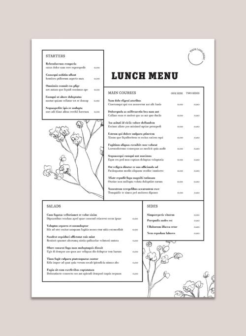 Menu Layout with Hand-Drawn Elements - 329432193