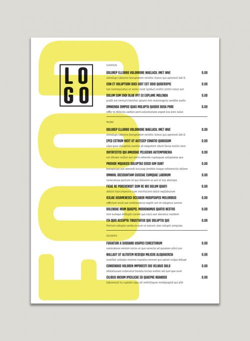 Menu Layout with Bold Yellow Typography - 329432229