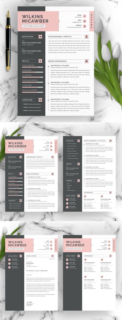 Resume Layout with Black Sidebar - 329597747