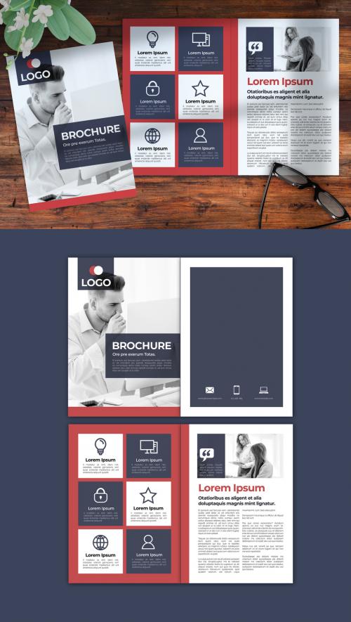 Red and Navy Blue Brochure Layout - 329834801