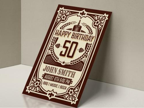 Vintage Happy Birthday Poster - 329854039