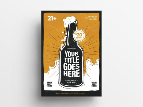 Tan and Brown Flyer Layout with Bottle Illustrations - 329912126